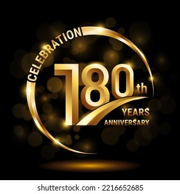 180th Anniversary Logo, Template design for anniversary celebration with golden ring and text, vector illustration