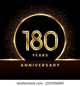 180th Anniversary Logotype. Golden Anniversary template design for celebration event, invitation card, greeting card, flyer, banner, poster, double line logo, vector illustration