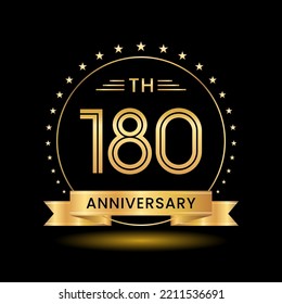 180th  Anniversary, Perfect template design for anniversary celebration with gold color for booklet, leaflet, magazine, brochure poster, web, invitation or greeting card. Vector template