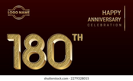 Concepto de diseño de plantilla de 180 Aniversario con número de oro. Plantilla de vector