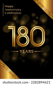 180th Anniversary template design with double line numbers. Golden anniversary template. Vector