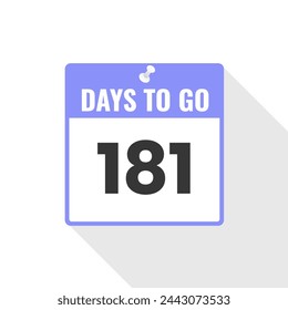 181 Days Left Countdown sales icon. 181 days left to go Promotional banner