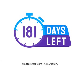181 Días Dejar etiquetas sobre fondo blanco. icono de días a la izquierda