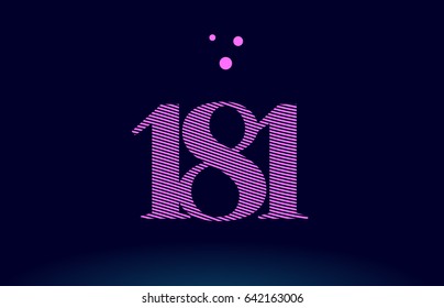 181 number digit logo pink line stripes magenta purple blue font creative text dots company vector icon design