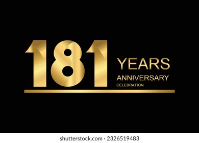 181 year anniversary vector banner template. gold icon isolated on black background.