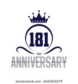 181 anos de modelo de design de logotipo. Vetor e ilustração do 181º aniversário.