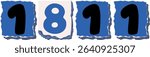 1811 Retro torn paper number Design art