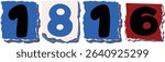 1816 Retro torn paper number Design art