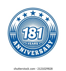 181years anniversary. Anniversary logo design. Vector and illustration.