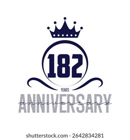 182 anos de modelo de design de logotipo. Vetor e ilustração do 182º aniversário.