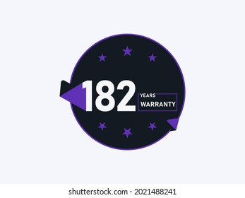 182 years warranty icon isolated on white background