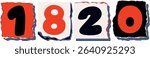 1820 Retro torn paper number Design art