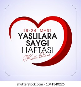 18-24 mart yaşlılara saygı haftası kutlu olsun, Happy Grandparents Day - Illustration, vector.