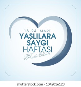18-24 mart yaşlılara saygı haftası kutlu olsun. Tebrik kartı. Happy Grandparents Day - Illustration, vector.