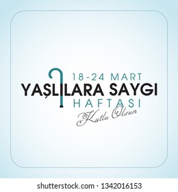 18-24 mart yaşlılara saygı haftası kutlu olsun. Tebrik kartı. Happy Grandparents Day - Illustration, vector.