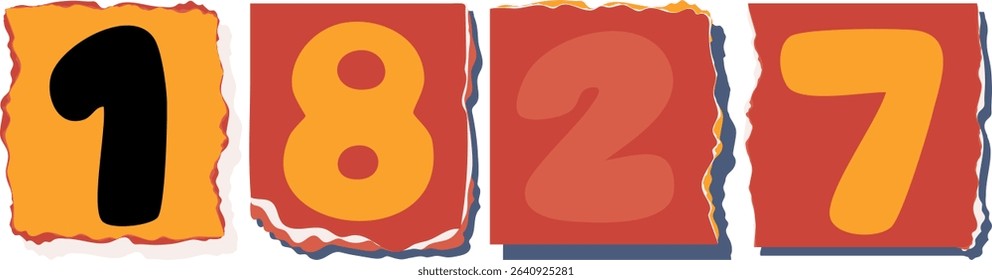1827 Retro torn paper number Design art