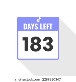 183 Days Left Countdown sales icon. 183 days left to go Promotional banner