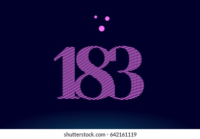 183 number digit logo pink line stripes magenta purple blue font creative text dots company vector icon design