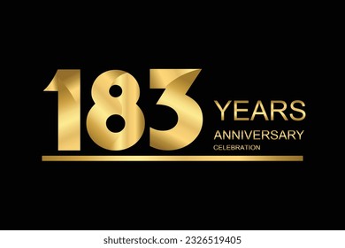 183 year anniversary vector banner template. gold icon isolated on black background.