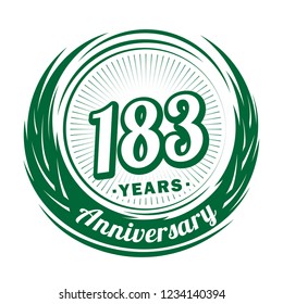 183 years anniversary. Anniversary logo design. 183 years logo