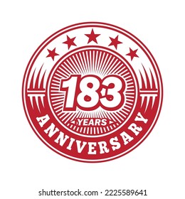 183 years anniversary. Anniversary logo design. Vector and illustration.