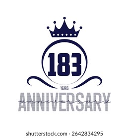 183 anos de modelo de design de logotipo. Vetor e ilustração do 183º aniversário.