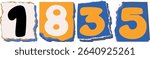 1835 Retro torn paper number Design art