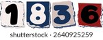 1836 Retro torn paper number Design art