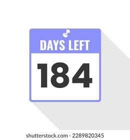 184 Days Left Countdown sales icon. 184 days left to go Promotional banner