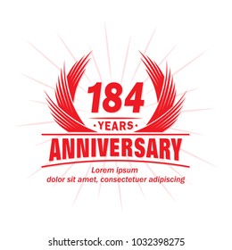 184 years anniversary. Anniversary logo design.