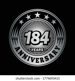 184 years anniversary. Anniversary logo design. Vector and illustration.