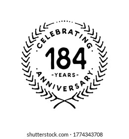 Plantilla de diseño de 184 años. Logo 184. Vector e ilustración.