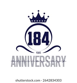 184 anos modelo de design de logotipo. Vetor e ilustração do 184º aniversário.