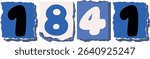 1841 Retro torn paper number Design art