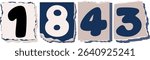 1843 Retro torn paper number Design art