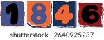 1846 Retro torn paper number Design art