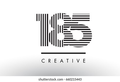 185 Black and White Number Logo Design with Vertical and Horizontal Lines.