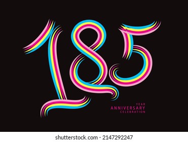 185 number design vector, graphic t shirt, 185 years anniversary celebration logotype colorful line, 185th birthday logo, Banner template, logo number elements for invitation card, poster