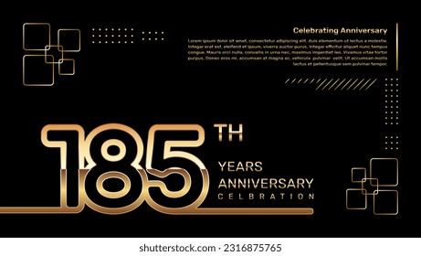 185 year anniversary template design with gold color and double line numbers, vector template