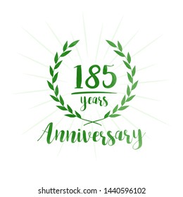 185 years anniversary celebration logo. Anniversary watercolor design template. Vector and illustration.