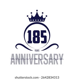 185 years anniversary celebration shield design template. 185th anniversary logo. Vector and illustration