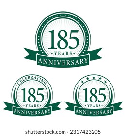 185 years anniversary logo collections. Set of 185th Anniversary logotype template. Vector and illustration.