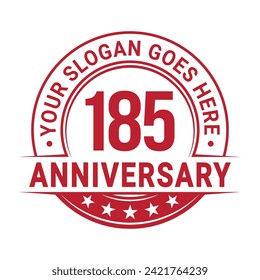 185 years anniversary logo design template. 185th anniversary celebrating logotype. Vector and illustration.