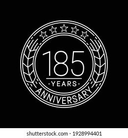185 years anniversary logo template. 185th line art vector and illustration.