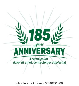 185 years anniversary logo. Vector and illustration.