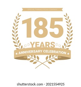 Icono vectorial de 185 años, logotipo. Elemento de diseño gráfico con número y composición de texto para el 185º aniversario