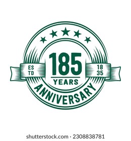 plantilla de diseño de logotipo de 185 años. Vector e ilustración del 185º aniversario.