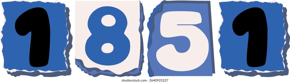 1851 Retro torn paper number Design art