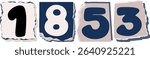 1853 Retro torn paper number Design art