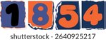 1854 Retro torn paper number Design art